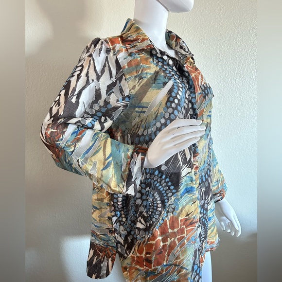 Flair vintage Button Down V-Neck long 
Sleeve Shirt Top Blouse
Size L - Picture 5 of 9